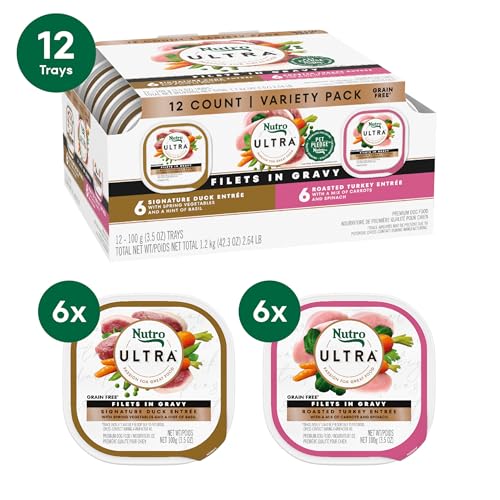 NUTRO ULTRA WET DOG FOOD GRAIN FREE FILETS IN GRAVY DUCK & ROASTED TURKEY VARIETY PACK, 3.5 OZ. TRAYS (12 COUNT, PACK OF 1)