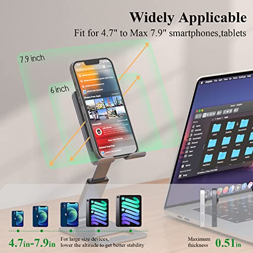 Minthouz Extendable Cell Phone Stand, Aluminum Phone Holder for Desk, MultiAngle/Height
