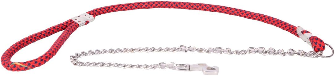 PetsLike Dog Rope Leash with Chain, Red/Navy-Blue (12 mm)