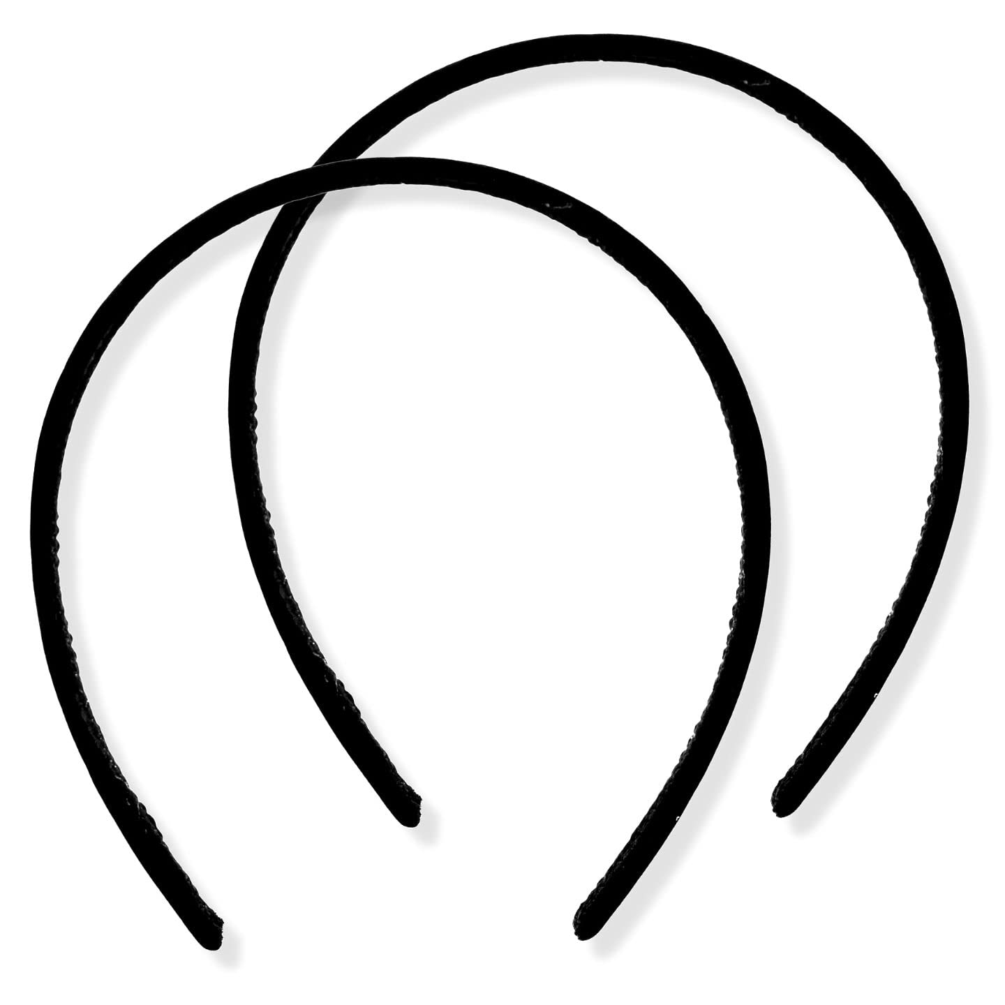 Topkids Accessories 2x Thin Velvet Hair Bands Headbands Alice Bands Head Bands Hairbands Women Adult Girls Wedding Bride Fashion Luxury Comfortable 1cm 0.4" (Black)