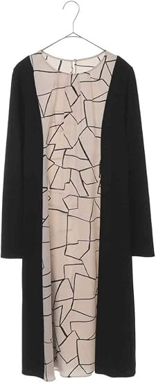 Amazon ヒロコビス Hiroko Bis 洗える 線画タッチ プリント切り替えワンピース Rbpdg M ベージュ ワンピース チュニック 通販