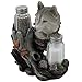 Decorative Gray Wolf Glass Salt and Pepper Shaker Set with Holder Figurine for Cabin and Rustic Lodge Restaurant Bar or Kitchen Table Decor, Wildlife Animal Collectibles & Wolves Sculptures As Gifts