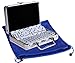 Dominoes Double 6, Two Tone with Black Dots, Jumbo Size, Brass Spinners, in Aluminum Case, Blue Mesh Drawstring Bag, Bundled Items