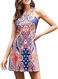 Happy Sailed Women Summer Dress Coverup Dress Floral Print Bohemian Beach Dresses,Large Blue