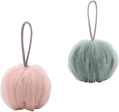 Omenluck 2Pcs Loofah Bath Balls Mesh Shower Sponges Body Deep Cleaning
