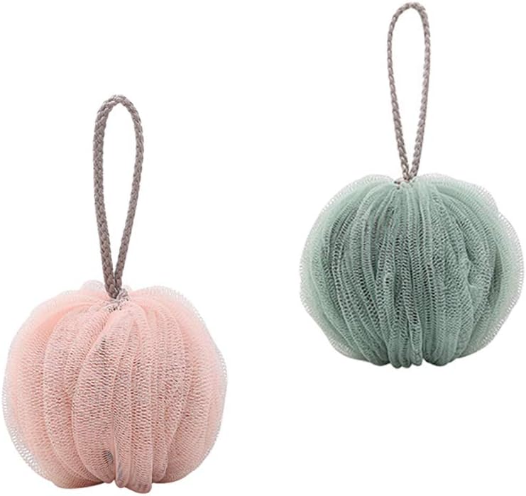 Omenluck 2Pcs Loofah Bath Balls Mesh Shower Sponges Body Deep Cleaning