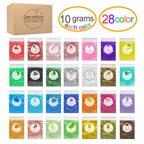 Epoxy Resin Color Pigment - 28 Color Mica Powder Bulk [280g/10 oz] for Epoxy Resin Dye - Cosmetic Grade Slime Pigment Coloring for Soap Making Supplies,Bath Bomb Colorant,Paint,Nail Art - 0.36oz Each