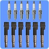 Set of (6) NGK 1ZKR7B Spark Plugs Plus (6) Premium High Performance Ignition Coils For Audi Porsche Volkswagen