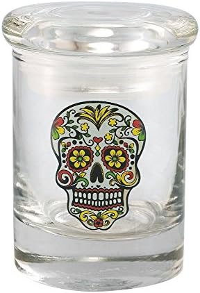 1/8oz Sugar Skull Glass Jar By Cannaline