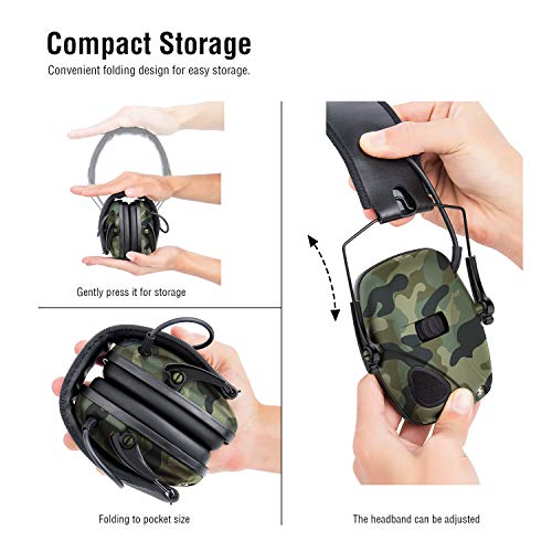 Electronic Shooting Earmuffs Ear Hearing Protection Headphones for Shooter Gun Range Noise