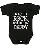 BabyPrem Baby Bodysuit Born to Rock Like Daddy Clothes NB - 12 Mth BLACK 3-6