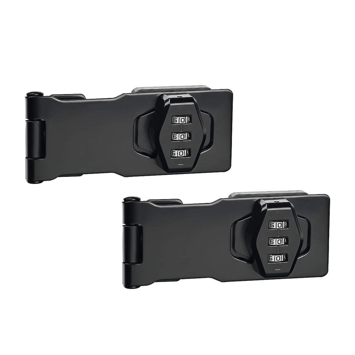 Set of 2 ZONADAH 3 Inches Cabinet Rotary Password Hasp Locks 3-Digit Password Hasp Latch Keyless Door Security Slide Latch Lock for Outdoor Household Drawer Bathroom Black