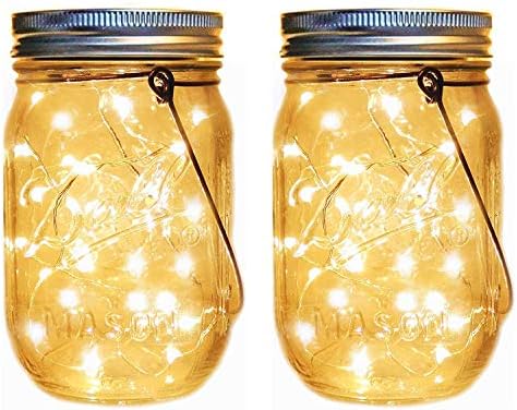 Reuyer メイソンジャー風ソーラーライト 屋外 ガーデンライト 夜間自動点灯防水 Led ソーラー充電式 イルミネーション ガラスライト 屋外装飾 2パック
