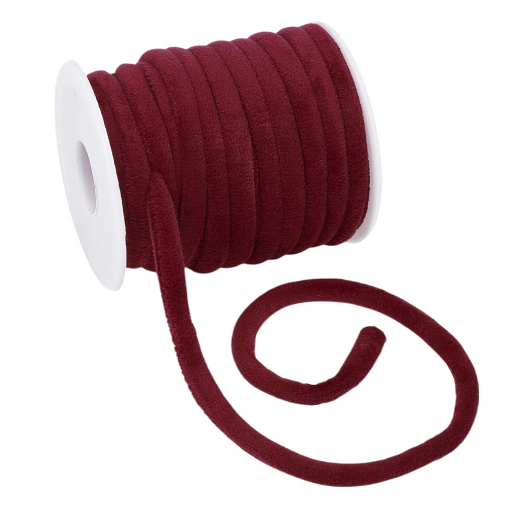 OLYCRAFT 10m 8mm Red Velvet Cord String Soft Velvet Ribbon Velvet Round Choker Cord Velvet Craft Thread Cord Trim with Spool for Necklace Jewelry Making Sewing Accessories Christmas
