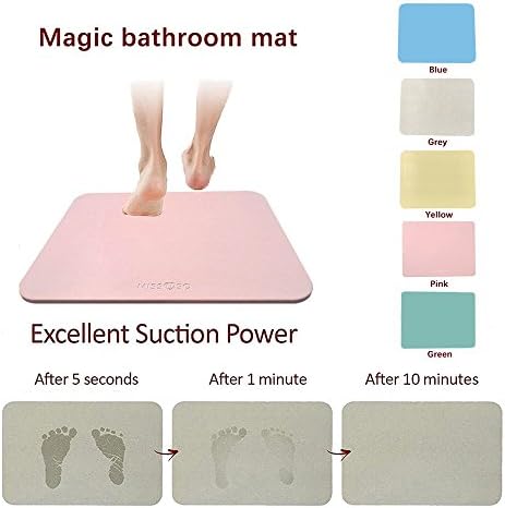 Magic bath mat Diatomaceous Earth Mat Fast Drying Bath Mat Non-slip Antibacterial Bath Mats for Bathroom Shower Floor MISSUSO (23.62"x15.35"x0.35")