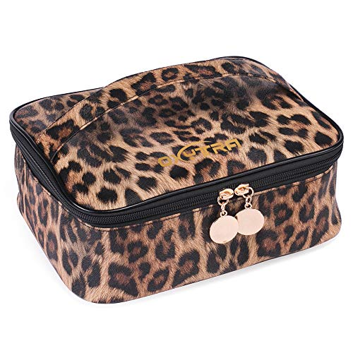OXYTRA Travel Makeup Bag Leopard Print PU Leather Cosmetic Bag Organizer for Women- Portable Multifunction Toiletry Bags with Adjustable Dividers (Leopard Print) 1 OXYTRA Travel Makeup Bag Leopard Print PU Leather Cosmetic Bag Organizer for Women- Portable Multifunction Toiletry Bags with Adjustable Dividers (Leopard Print)