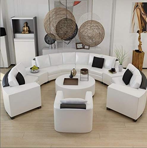 Quality Assure Furniture Modern Curved Top Grain Round Leatherette Sofa For Living Room White And Black Amazon In Home Kitchen