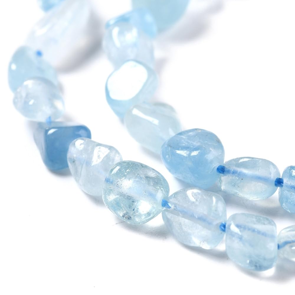 Stiesy Aquamarine Beads 5-8mm Natural Gemstone Chips Irregular Stone Beads Tumbled Blue Stone Beads for Jewellry Making DIY Bracelet Crafting