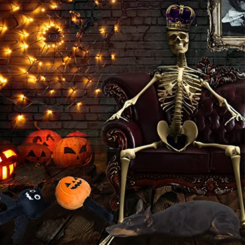 Halloween Dog Toys for Small Dog, 2pcs Dog Teething Toys for Puppy Aggressive Chewer, in Cute Pumpkin and Bat Shaped, Soft Plush Dog Stuff Chew Toy for Puppies Playing