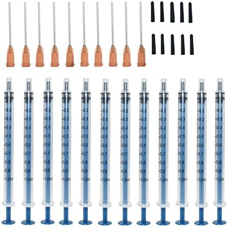 20 Pack Syringe with Blunt Needle Tip and Storage Cap – 1ml Syringes with 15ga Blunt Needles – Ideal for Measuring Liquids, Vape, Oil Dispensing and Glue Applicator