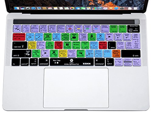 XSKN Adobe Lightroom Shortcut English Silicone Keyboard Skin Cover for 2016 Touch Bar MacBook Pro 13 (A1706) & MacBook Pro 15 (A1707), US EU Layout