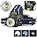 Rechargeable LED Headlamp,Hoowvii Super Bright Headlight Head Light Flashlight with Adjustable Headband Zoomable Waterproof Torches Lamp for Dog Walking Running(Single Lamp)