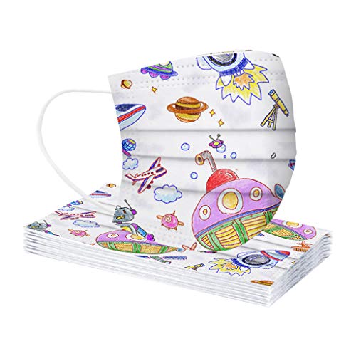 WYILIY 50PC Kids Disposable Face Masque Bandanas Kawaii Covering Cotton Face_Masque for Children Three-Layer Protective Coverings