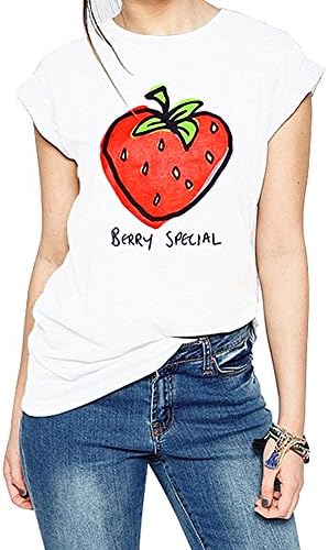 Women's Graphic Tee Tops Cute Strawberry Short Sleeve Casual Teen Girls T Shirts