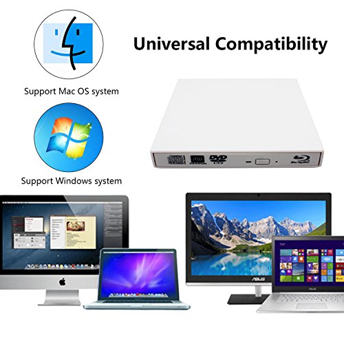 External Blu-ray DVD CD Drive, USB Portable DVD Burner,BD-ROM,DVD/CD-RW/ROM Writer/Player,Support XP/Win/Linux System Related Desktop, Notebook,PC - Thumbnail 2