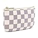 Daisy Rose Luxury Zip Checkered Key Chain pouch | PU Vegan Leather Mini Coin Purse Wallet with clasp