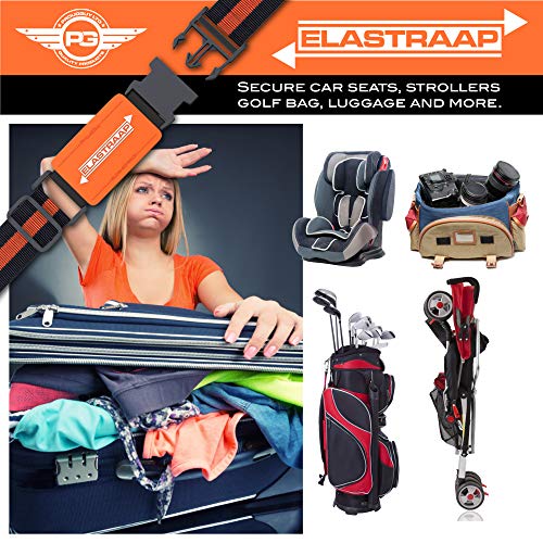 Luggage Straps, Adjustable Non-Slip Baggage Belts- Suitcase Bands For Travel Bag (1 Strap, Orange Stripe 1pk)