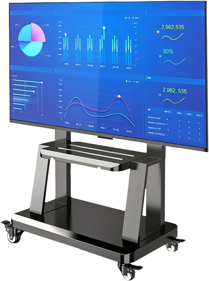 Mobile TV Stand Rolling TVs Cart for 32-75 Inch, Height Adjustable Floor TV Stand, LCD LED Flat Panel Curved Screen, with Wheels as a Movable Portable TV Stand, Max VESA 600x400mm