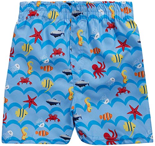 'Sweet and Soft Boys 4-Piece Rash Guard and Trunk Swimsuit Set - Short Sleeve, Fresh Fish, Size 2T'