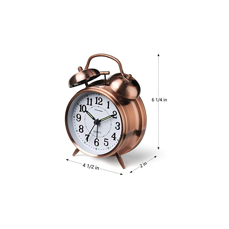 Peakeep 4 inches Twin Bell Loud Alarm Clock for Heavy Sleepers (Red