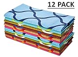 Cotton Craft, Moroccan Tile, Soft Premium Cotton 20x20-Inch. Napkins, Assorted Color (Pack of 12)