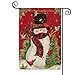 AVOIN Snowman with Buffalo Plaid Scarf Garden Flag Vertical Double Sized, Winter Holiday Christmas Burlap Yard Outdoor Decoration 12.5 x 18 Inch