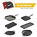 Cast Iron Cooking and Cleaning Utensils - Super Durable 4 Pack Grill Pan Scrapers with Silicone Hot Handle Holder for Cast Iron Skillets, Cookware Baking Grill Pans