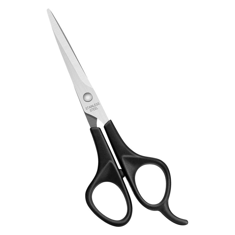 Asdirne Ergonomic Black ABS Handle Hairdressing Scissors, Stainless Steel, 6 Inch, Black
