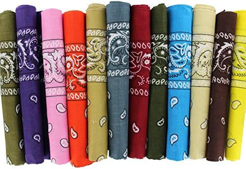 Pack of 12 Assorted Classic Paisley Head Wrap Bandana - Randomly Picked