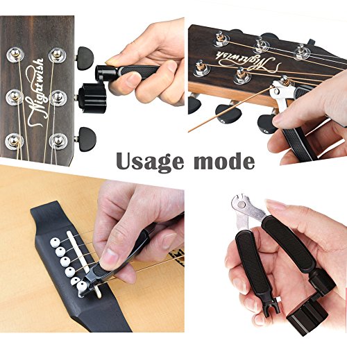 COCODE Guitar String Winder and Cutter 3 IN 1 Multifunction Bridge Pin Puller Guitar Maintenance Tool For Guitar Ukulele Stringed Instruments