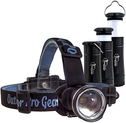LED Headlamp - Camping Lantern & Flashlight - The Best & Only Camping Hiking Backpacking Outdoors Set You'll Ever Need Super Bright High Lumen Headlight. Flashlight Telescopes Into Tent Light (Black)