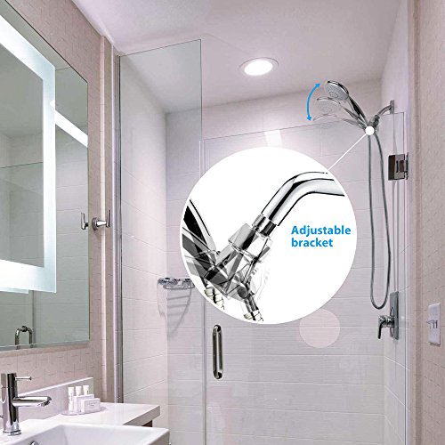 Chrider Handheld Shower Head with Hose, 5 Spray Setting Hand Held Shower Head with Pause Switch, 4.3" High Pressure Showerhead, 60" Extra-long Hose and Adjustable Bracket,Chrome Handle Finish - Thumbnail 4