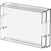 2 Pack 12"x17" Acrylic Serving Tray with Handle-Clear Acrylic Trays for Serving Food -6mm Thick Large Outdoor Lucite Tray-Stackable Makeup Organizer(12X17X2.4, 11.2X16.2X2.4)
