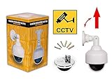 Indoor Outdoor dummy security camera with blinking light, Nettohome’s (white) dummy dome security surveillance camera is perfect for home and business with tinted screen so lens is hidden and dome provides 360 surveillance, No visible brand label for added security and cameras come with free security sticker, guaranteed
