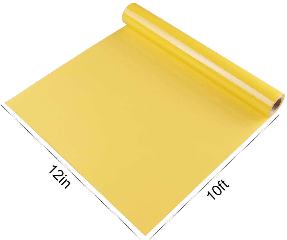 Yellow Heat Transfer Vinyl HTV Vinyl Roll, 12" x 10ft Iron on Vinyl Compatible with Cricut and All Cutting Machine - Image 3
