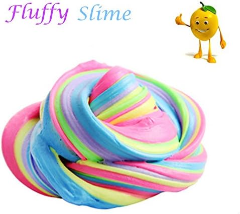 Fluffy Slime - LemonGo Jumbo Fluffy Floam Slime Stress Relief Toy Super Soft and Non-sticky, ASTM Certified,for Kids Boys and Girls,Adults, Multi-Style (Rainbow Second)