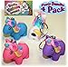 Animolds PooPoo Unicorn (Glitter Pooping Unicorns) Keychains Pink, Blue, Purple & White Complete Gift Set Party Bundle - 4 Pack