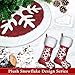 Ivenf Christmas Tree Skirt, 48 inches Luxury Red Burlap Snowflake with White Thick Plush Faux Fur Trim Skirt, Rustic Xmas Tree Holiday Decorations…