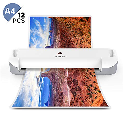 ABOX Laminator Machine, Portable A4 Thermal Laminating Machine, 12 Pouches