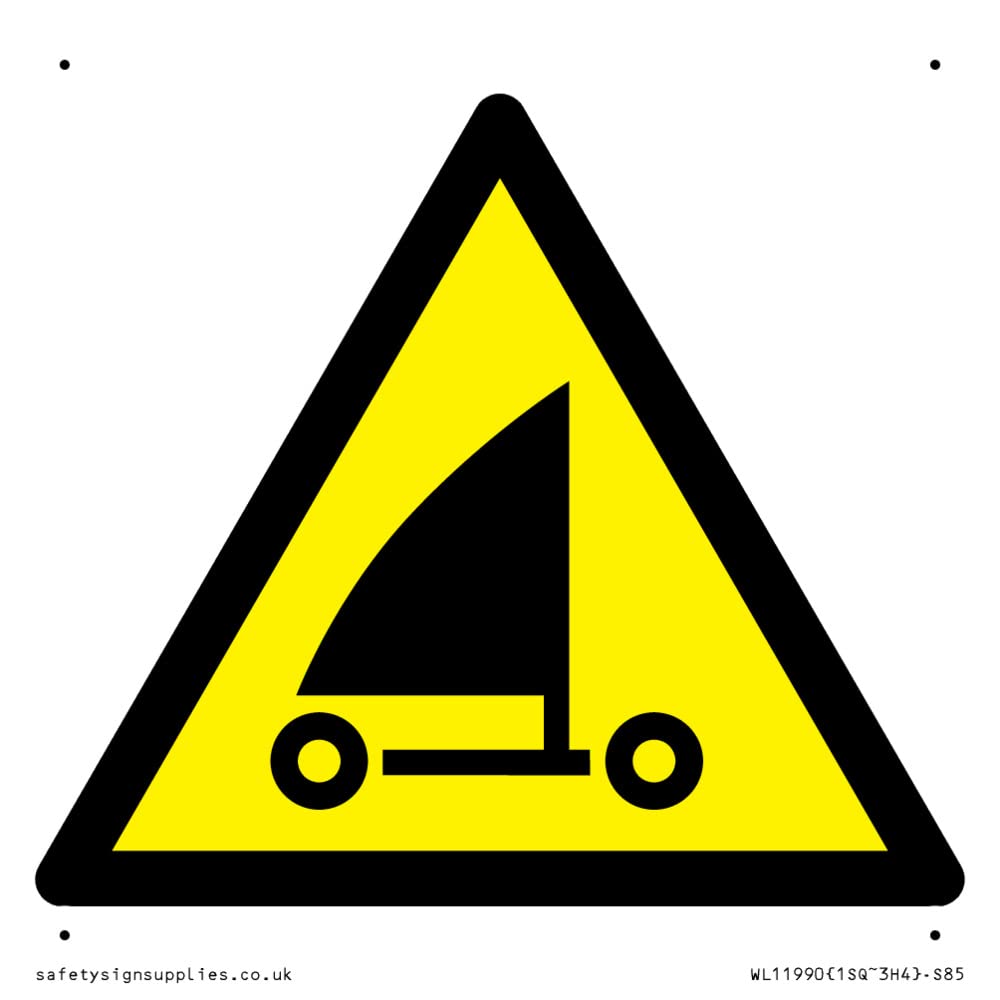 W059 Warning: Sand yachting Sign - 85x85mm - S85